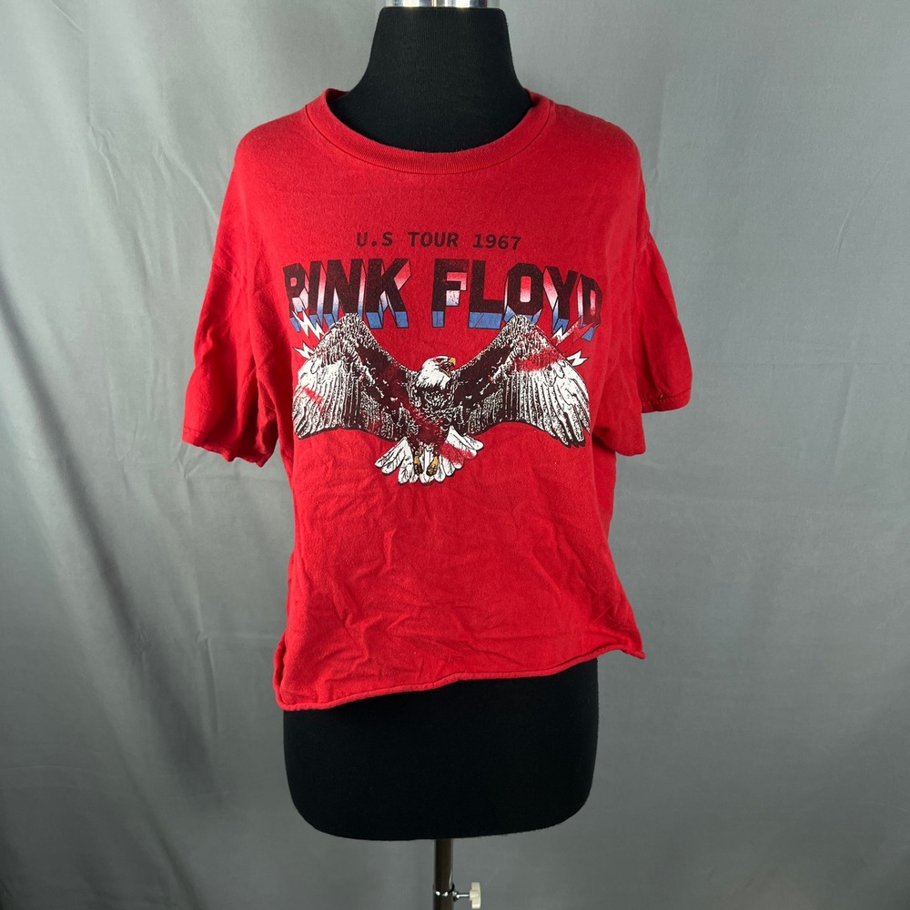 Pink Floyd Cropped Top Womens Large Red U.S Tour 1967 Eagle Graphic Cotton Y2k